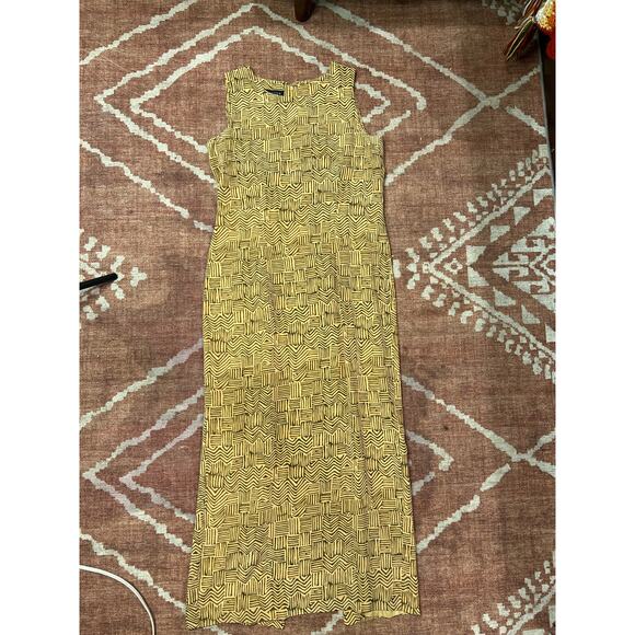 Women’s Vintage Spencer Jeremy Silk Lined MIDI Sleeveless Dress Size 8 Tan - Picture 3 of 6